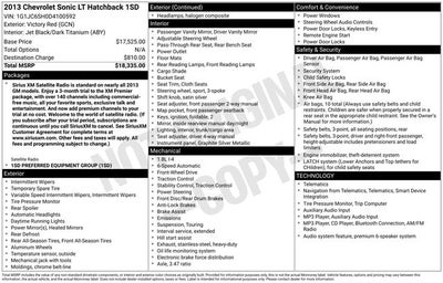 2013 Chevrolet Sonic LT w/ PREMIUM AUDIO