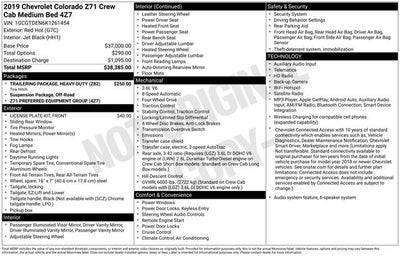 2019 Chevrolet Colorado Z71 w/ HD TOW PKG