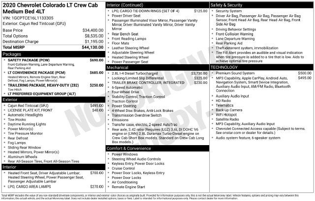 2020 Chevrolet Colorado LT w/ DURAMAX DIESEL