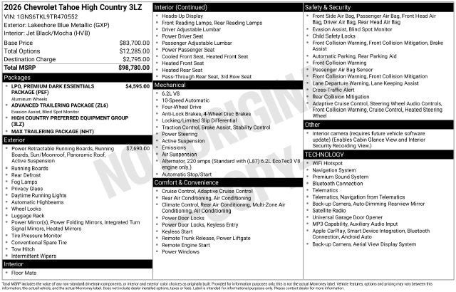 2026 Chevrolet Tahoe High Country