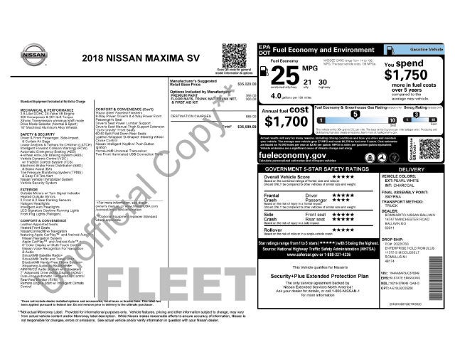 2018 Nissan Maxima 3.5 SV w/ HEATED SEATS