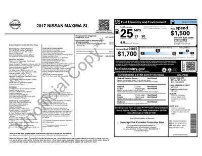 2017 Nissan Maxima 3.5 SL w/ PANO ROOF