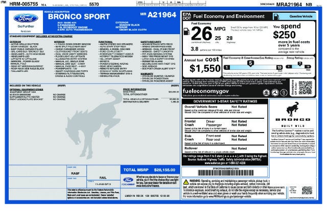 2021 Ford Bronco Sport Base w/ LANE KEEP ASSIST
