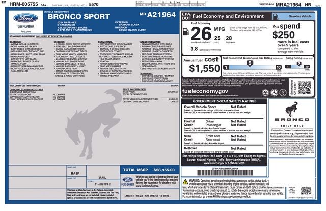 2021 Ford Bronco Sport Base w/ LANE KEEP ASSIST