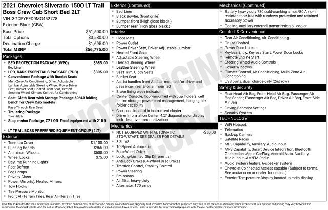 2021 Chevrolet Silverado 1500 LT Trail Boss w/ CHEVYTEC LINER