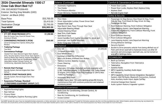 2026 Chevrolet Silverado 1500 LT LT1