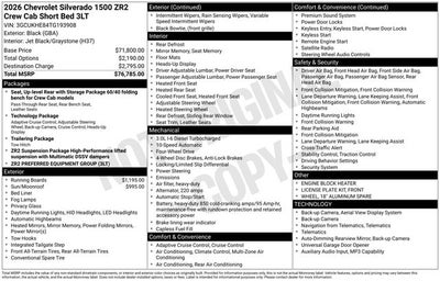 2026 Chevrolet Silverado 1500 ZR2 w/ COOLED LEATHER