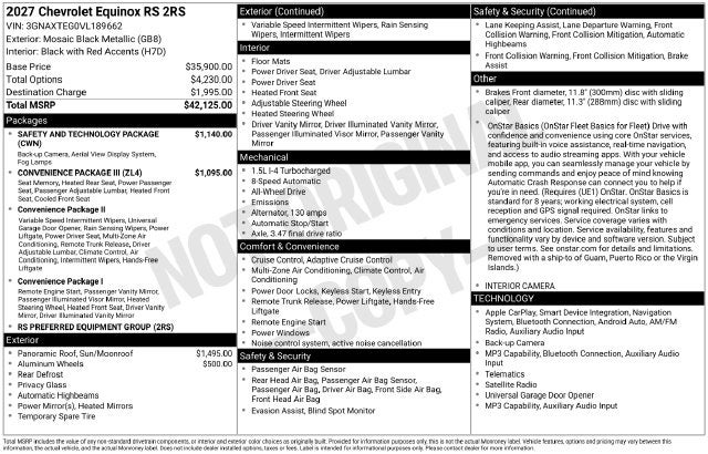 2027 Chevrolet Equinox RS
