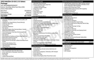 2023 Mazda Mazda CX-30 2.5 S Select Package AWD w/ APPLE CARPLAY