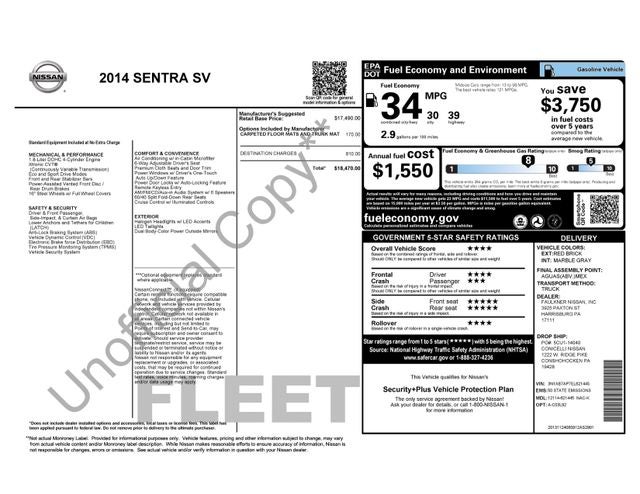 2014 Nissan Sentra SV w/ HANDSFREE AUDIO