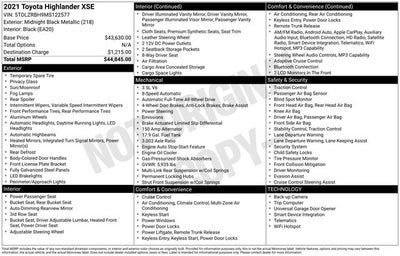 2021 Toyota Highlander XSE AWD w/ SAFETY ALERT PKG