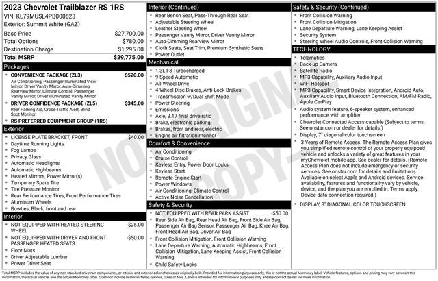 2023 Chevrolet TrailBlazer RS w/ HEATED SEATS
