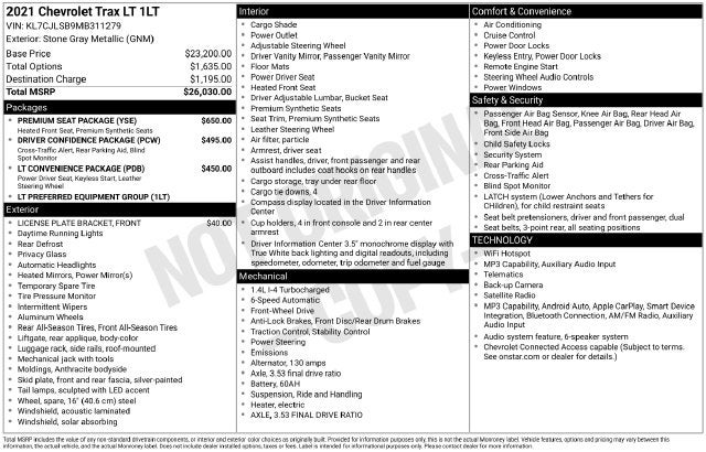 2021 Chevrolet Trax LT ONE OWNER