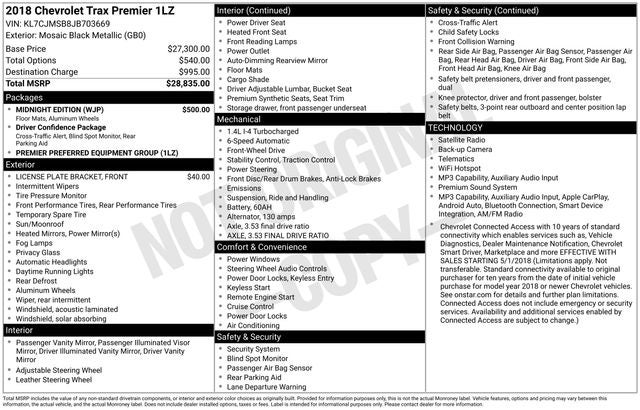 2018 Chevrolet Trax Premier MIDNIGHT EDITION