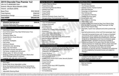 2019 Chevrolet Trax Premier AWD w/ PWR SUNROOF