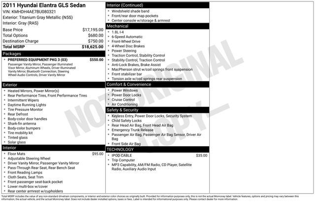 2011 Hyundai Elantra GLS w/ HANDSFREE AUDIO