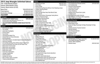 2013 Jeep Wrangler Unlimited Sahara 4WD W/6SP MANUAL