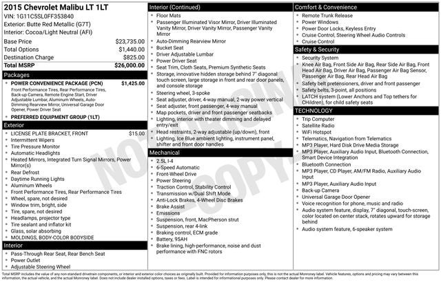2015 Chevrolet Malibu LT 1LT