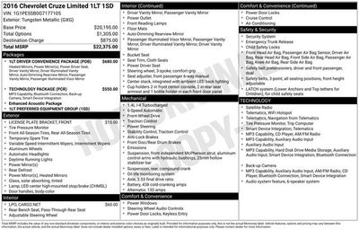 2016 Chevrolet Cruze Limited 1LT
