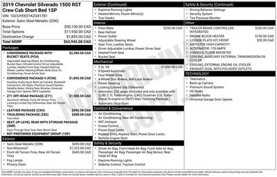 2019 Chevrolet Silverado 1500 RST 4X4 W/ HEATED STEERING WHEEL