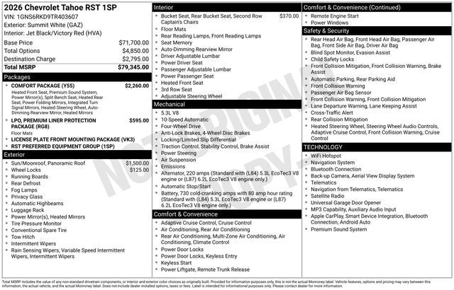 2026 Chevrolet Tahoe RST