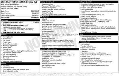 2026 Chevrolet Tahoe High Country