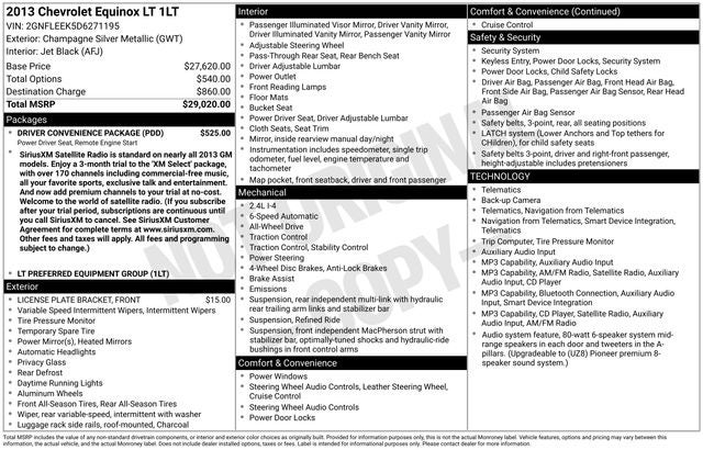 Used 2013 Chevrolet Equinox 1LT with VIN 2GNFLEEK5D6271195 for sale in Orrville, OH