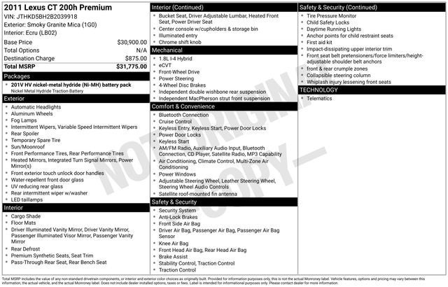 2011 Lexus CT 200h Premium