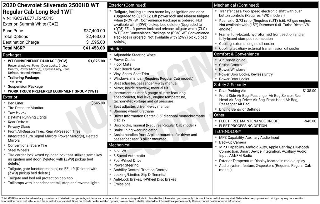 2020 Chevrolet Silverado 2500HD Work Truck w/Liftgate