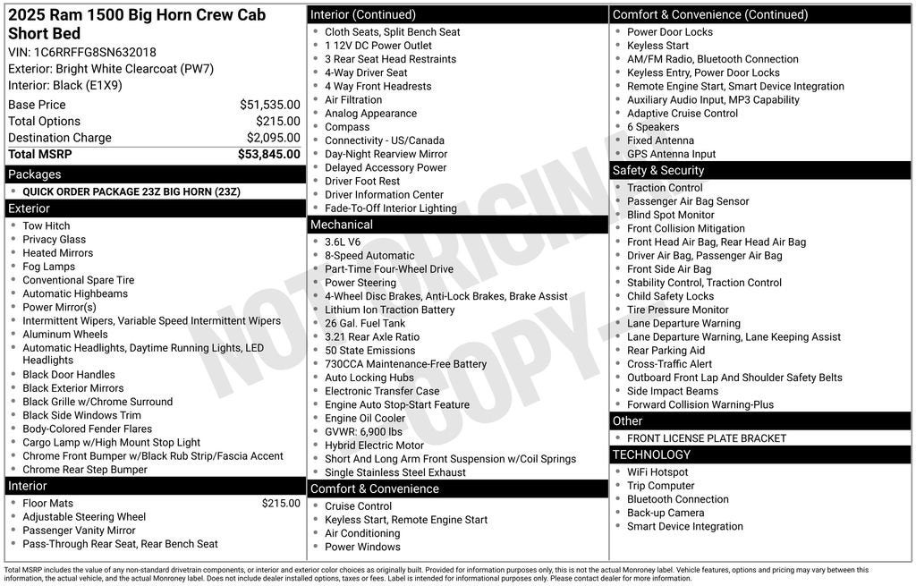 2025 RAM 1500 Big Horn Crew Cab 4x4 5'7" Box