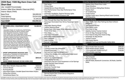 2020 RAM 1500 Big Horn Crew Cab 4x4 5'7" Box