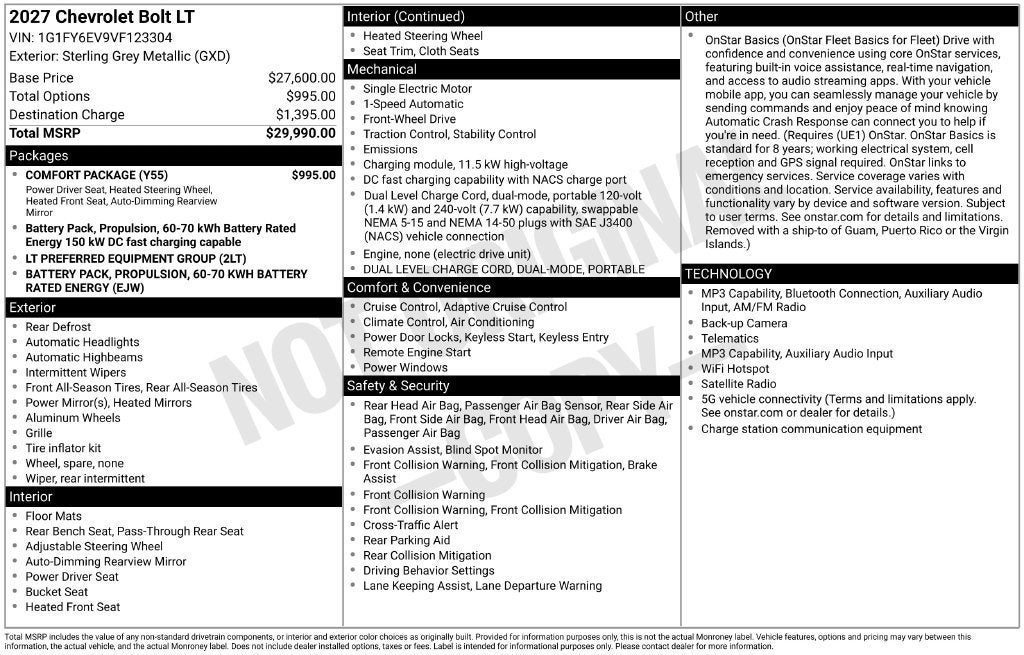 2027 Chevrolet Bolt LT
