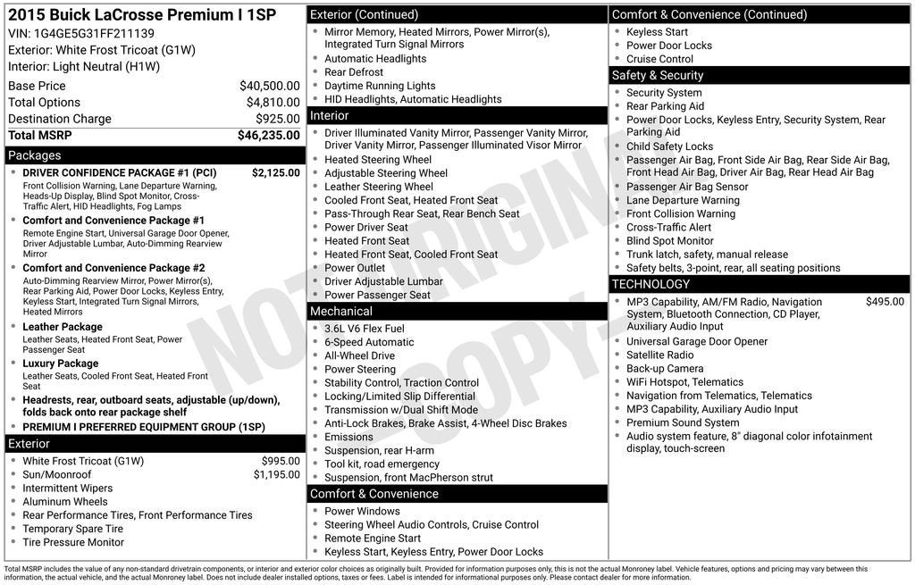 2015 Buick LaCrosse Premium I