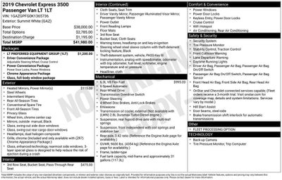 2019 Chevrolet Express Passenger 3500 LT