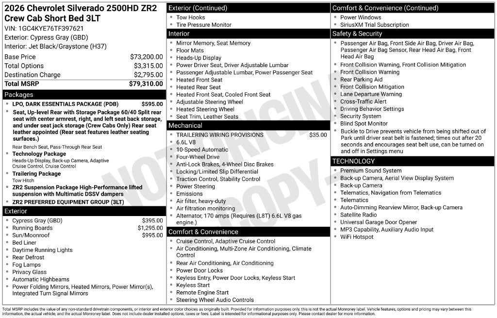 2026 Chevrolet Silverado 2500 HD ZR2