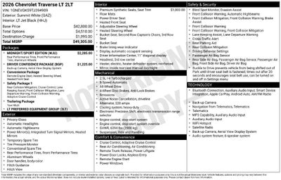2026 Chevrolet Traverse LT