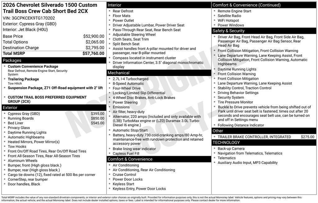 2026 Chevrolet Silverado 1500 Custom Trail Boss