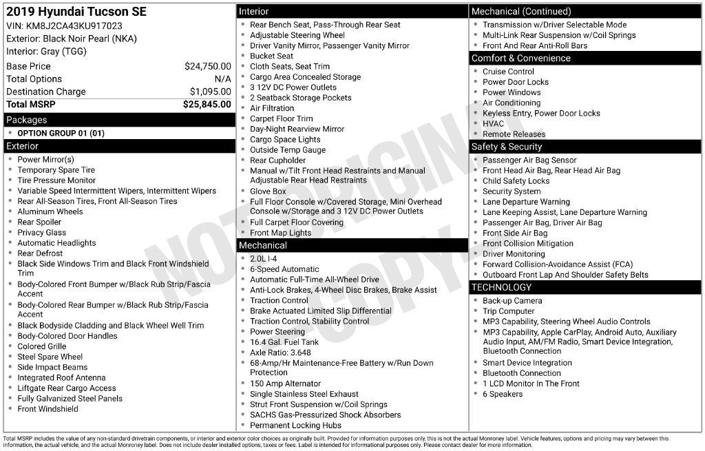 2019 Hyundai Tucson SE