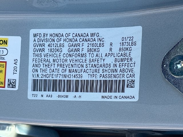 2022 Honda Civic EX