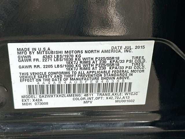 2015 Mitsubishi Outlander Sport SE