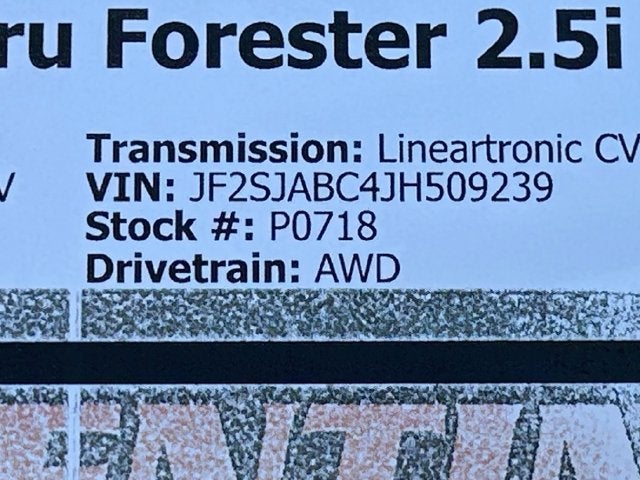 2018 Subaru Forester 2.5i