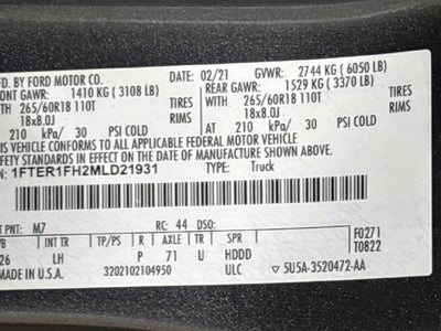 2021 Ford Ranger XLT W/ TECH PKG