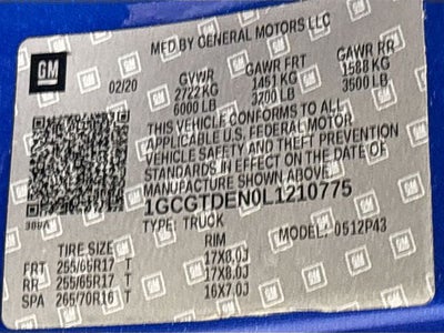 2020 Chevrolet Colorado Z71 W/ HTD SEATS