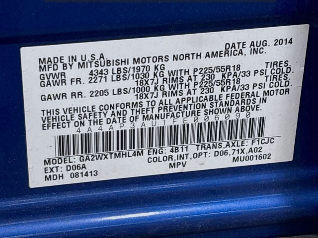 2015 Mitsubishi Outlander Sport ES W/ BLUETOOTH