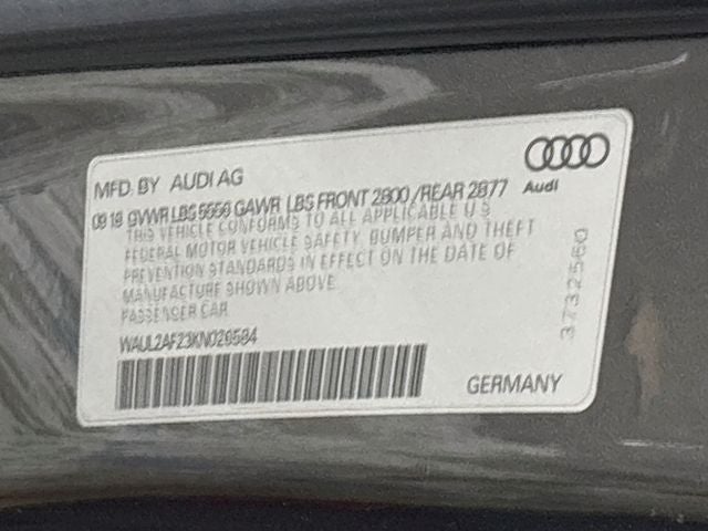 2019 Audi A6 3.0T Premium Plus W/ SUNROOF