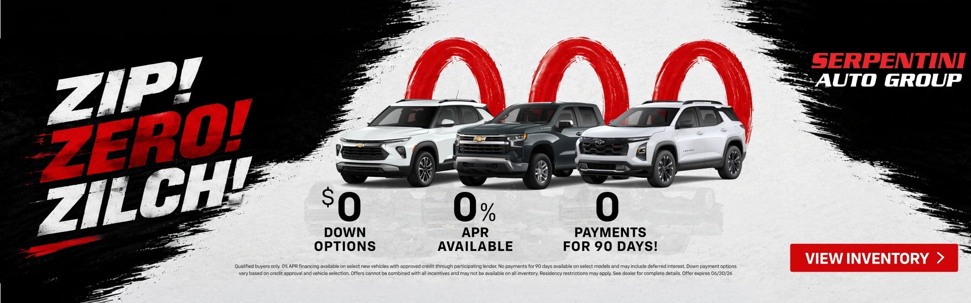 Zip Zero Zilch! at Serpentini Auto Group in Middleburg Heights OH
