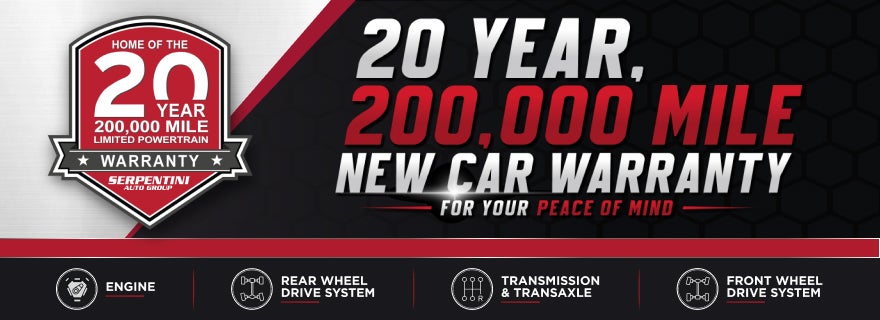 20 Year, 200,000 Mile New Car Warranty at Serpentini Auto Group in Middleburg Heights